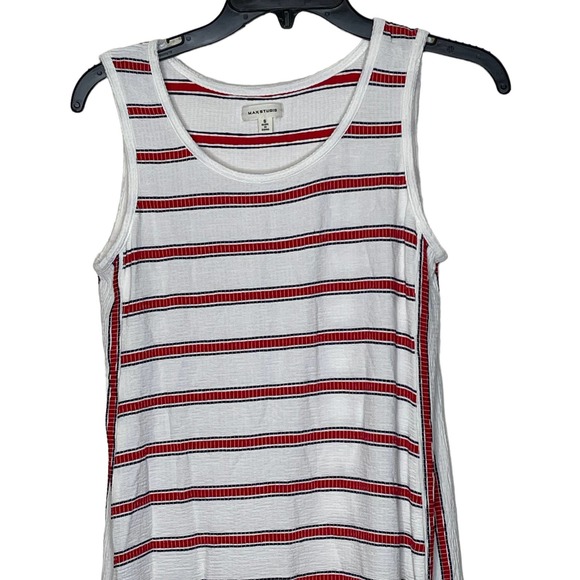 Max Studio Striped Ribbed Stretch Tank Dress‎ Sleeveless Scoop Neck Women Small - Picture 2 of 8